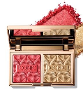 ICONIC London Coral Blush & Gold Highlight Duo Compact